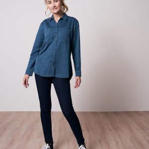 Bleed New Worker Hanf Hemd Damen Blau