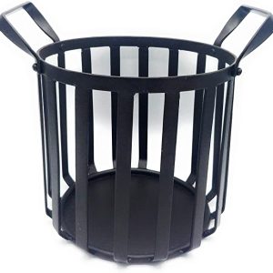 WMG ‘ Tenno’ Eisenkorb rund, massiv, schwarz braun matt, mit Griffen, H30 cm D 40 cm